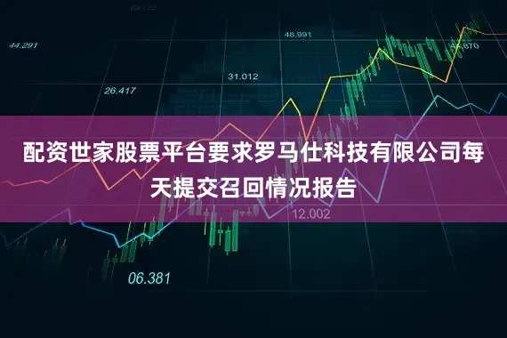 配资世家股票平台要求罗马仕科技有限公司每天提交召回情况报告